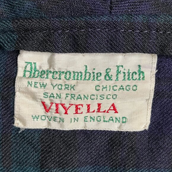 Abercrombie & Fitch Viyella Men's Robe Sz M Vintage Wool Blend Blackwatch Plaid - Picture 2 of 11